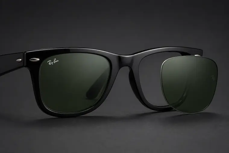 Verre Ray-Ban aligné sur la face avant de la monture