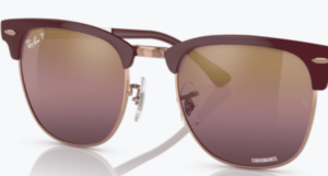 Verres originaux Ray-Ban RB3716 Clubmaster Metal, couleur G9 · Or/rouge polarisé
