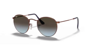 Verres originaux Ray-Ban RB3447 Round Metal, couleur 96 · Marron dégradé bleu