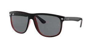 Ray-Ban RB4147 BOYFRIEND, couleur 617187 noir mat sur transparent rouge
