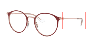 Branches originales Ray-Ban RB1053 Junior vue, couleur 4077 · Mat bordeaux sur rose or