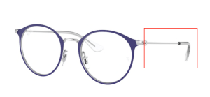 Branches originales Ray-Ban RB1053 Junior vue, couleur 4079 · Mat violet sur argent