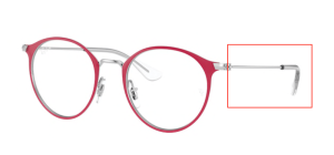 Branches originales Ray-Ban RB1053 Junior vue, couleur 4066 · Rouge sur argent