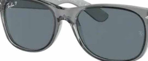 Verres originaux Ray-Ban RB2132 New Wayfarer, couleur 3R · Bleu foncé polarisé
