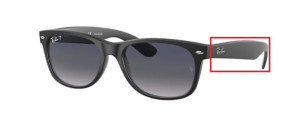Branches originales Ray-Ban RB2132 New Wayfarer, couleur 601S · Noir mat