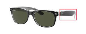 Branches originales Ray-Ban RB2132 New Wayfarer, couleur 6052 · Supérieur noir sur transparent