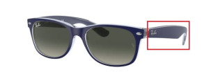 Branches originales Ray-Ban RB2132 New Wayfarer, couleur 6053 · Supérieur bleu mat sur transparent