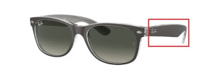 Branches originales Ray-Ban RB2132 New Wayfarer, couleur 6143 · Supérieur brushed gunmetal sur transp