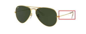 Branches originales Ray-Ban RB3025 Aviator, couleur 001 · Or