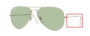 Branches originales Ray-Ban RB3025 Aviator, couleur 019 · Argent mat