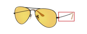 Branches originales Ray-Ban RB3025 Aviator, couleur 9066 · Noir mat