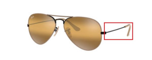Branches originales Ray-Ban RB3025 Aviator, couleur 9153 · Noir sur supérieur mat beige