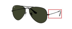 Branches originales Ray-Ban RB3025 Aviator, couleur L2823 · Noir