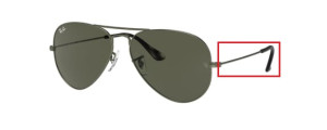 Branches originales Ray-Ban RB3025 Aviator, couleur 9191 · Sand trasparent vert