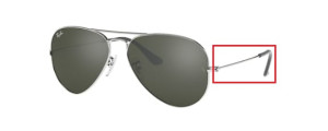Branches originales Ray-Ban RB3025 Aviator, couleur W3277 · Argent