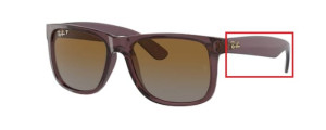 Branches originales Ray-Ban RB4165 Justin, couleur 6597 · Transparent marron