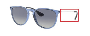 Branches originales Ray-Ban RB4171 Erika, couleur 6515 · Transparent bleu brillant