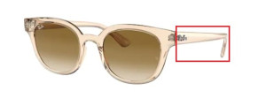 Branches originales Ray-Ban RB4324, couleur 6476 · Transparent marron clair