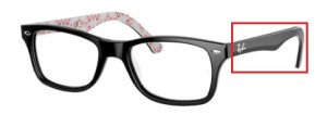 Branches originales Ray-Ban RB5228 vue, couleur 5014 · Supérieur noir sur texture blanc