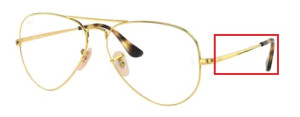 Branches originales Ray-Ban RB6489 Aviator, couleur 2500 · Arista