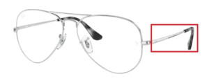 Branches originales Ray-Ban RB6489 Aviator, couleur 2501 · Argent