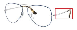Branches originales Ray-Ban RB6489 Aviator, couleur 2970 · Argent sur supérieur bleu