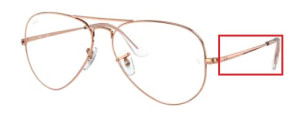 Branches originales Ray-Ban RB6489 Aviator, couleur 3094 · Rose or