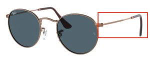Branches originales Ray-Ban RB3447 Round Metal, couleur 9230 · Bronze/ cuivre