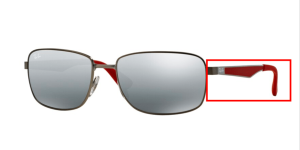 Branches originales Ray-Ban RB3529, couleur 029/88 · Mat gunmetal rouge