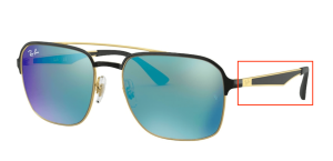 Branches originales Ray-Ban RB3570, couleur 187 · Or noir brillant