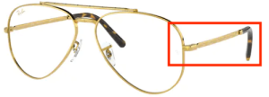 Branches originales Ray-Ban RB3625V vue, couleur 3086 · Legend or