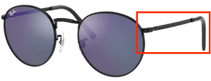 Branches originales Ray-Ban RB3637 New Round, couleur 002 · Noir