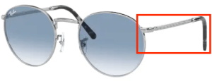 Branches originales Ray-Ban RB3637 New Round, couleur 003 · Argent