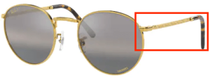 Branches originales Ray-Ban RB3637 New Round, couleur 9196 · Legend or