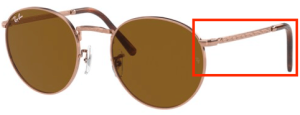 Branches originales Ray-Ban RB3637 New Round, couleur 9202 · Rose or