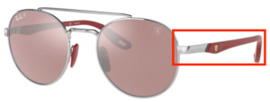Branches originales Ray-Ban RB3696M, couleur F007 · Ferrari argent
