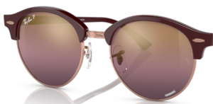 Verres originaux Ray-Ban RB4246 Clubround, couleur 1365G9 · Bordeaux sur rose or