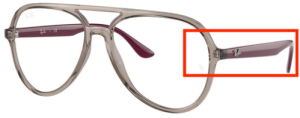 Branches originales Ray-Ban RB4376V vue, couleur 8083 · Transparent gris