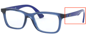 Branches originales Ray-Ban RB1562 Junior vue, couleur 3686 · Bleu transparent