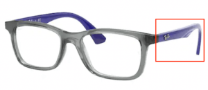 Branches originales Ray-Ban RB1562 Junior vue, couleur 3745 · Transparent gris