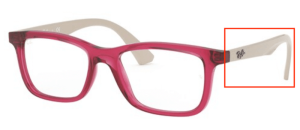 Branches originales Ray-Ban RB1562 Junior vue, couleur 3747 · Transparent cherry