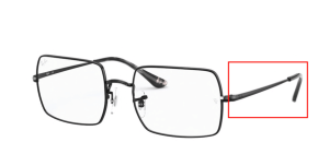 Branches originales Ray-Ban RB1969V Rectangle, couleur 2509 · Noir brillant