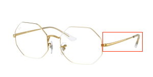 Branches originales Ray-Ban RB1972 vue, couleur 3104 · Blanc sur legend or