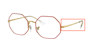 Branches originales Ray-Ban RB1972 vue, couleur 3106 · Rouge sur legend or