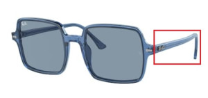 Branches originales Ray-Ban RB1973 Square II, couleur 1319 · Bleu sur vichy bleu/blanc