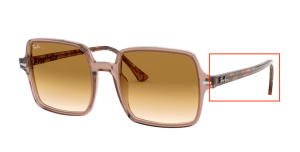 Branches originales Ray-Ban RB1973 Square II, couleur 1281 · Transparent marron clair