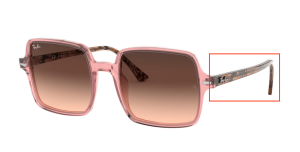 Branches originales Ray-Ban RB1973 Square II, couleur 1282 · Transparent rose