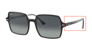 Branches originales Ray-Ban RB1973 Square II, couleur 1318 · Noir sur chevron gris/burgundy