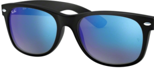 Verres originaux Ray-Ban RB2132 New Wayfarer, couleur 17 · Bleu flash miroir