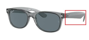 Branches originales Ray-Ban RB2132 New Wayfarer, couleur 6450 · Transparent gris